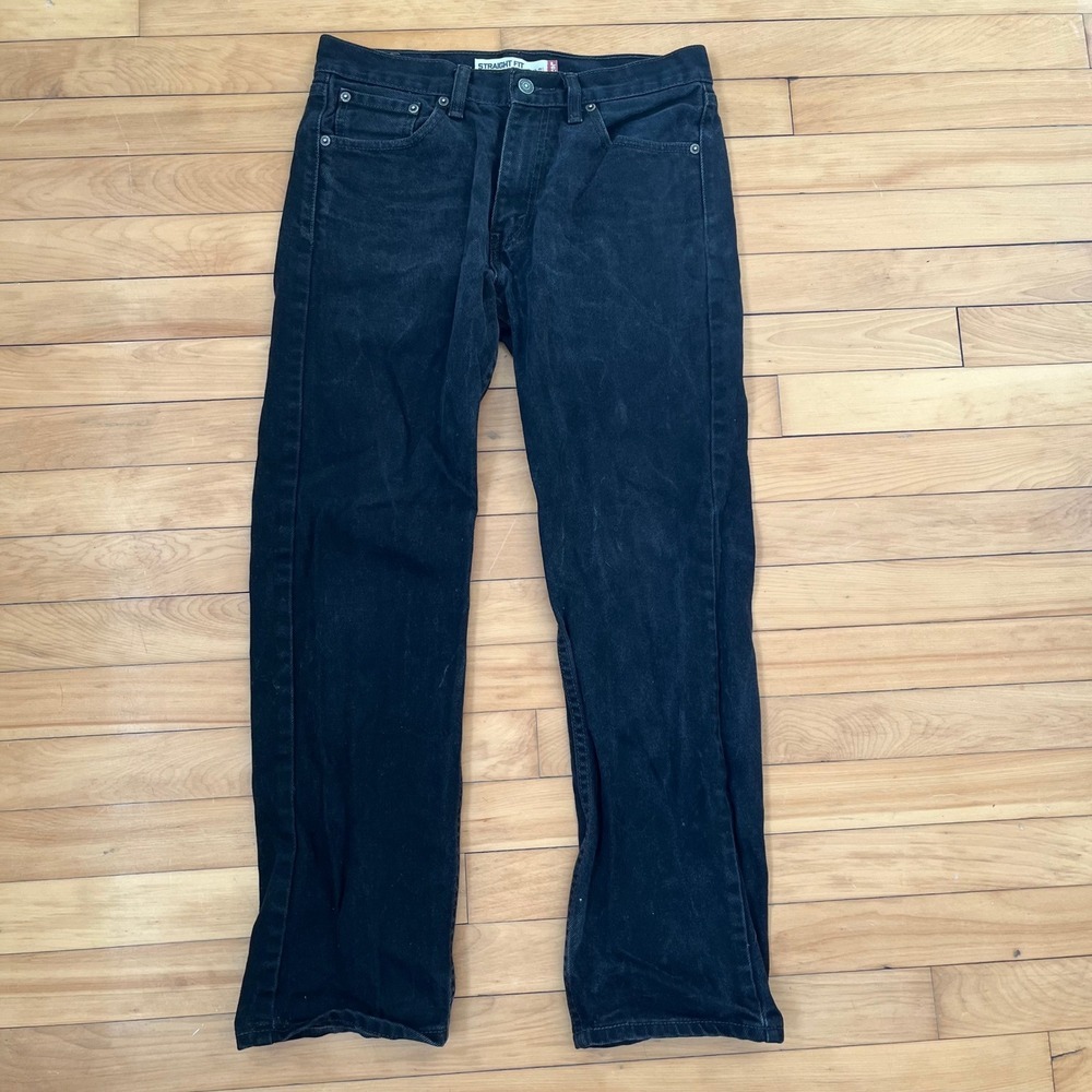 Levis 505 Straight Fit Mens Jeans Black 30x30 100% Cotton Denim Made in Mexico